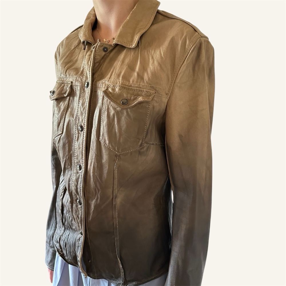 ALLSAINTS Brown Ombre Leather Shirt Jacket🌸 - Picture 2 of 13